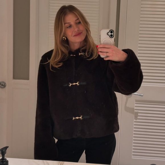 Zara Faux Fur Jacket With Fireman Claps NWR - Picture 10 of 15